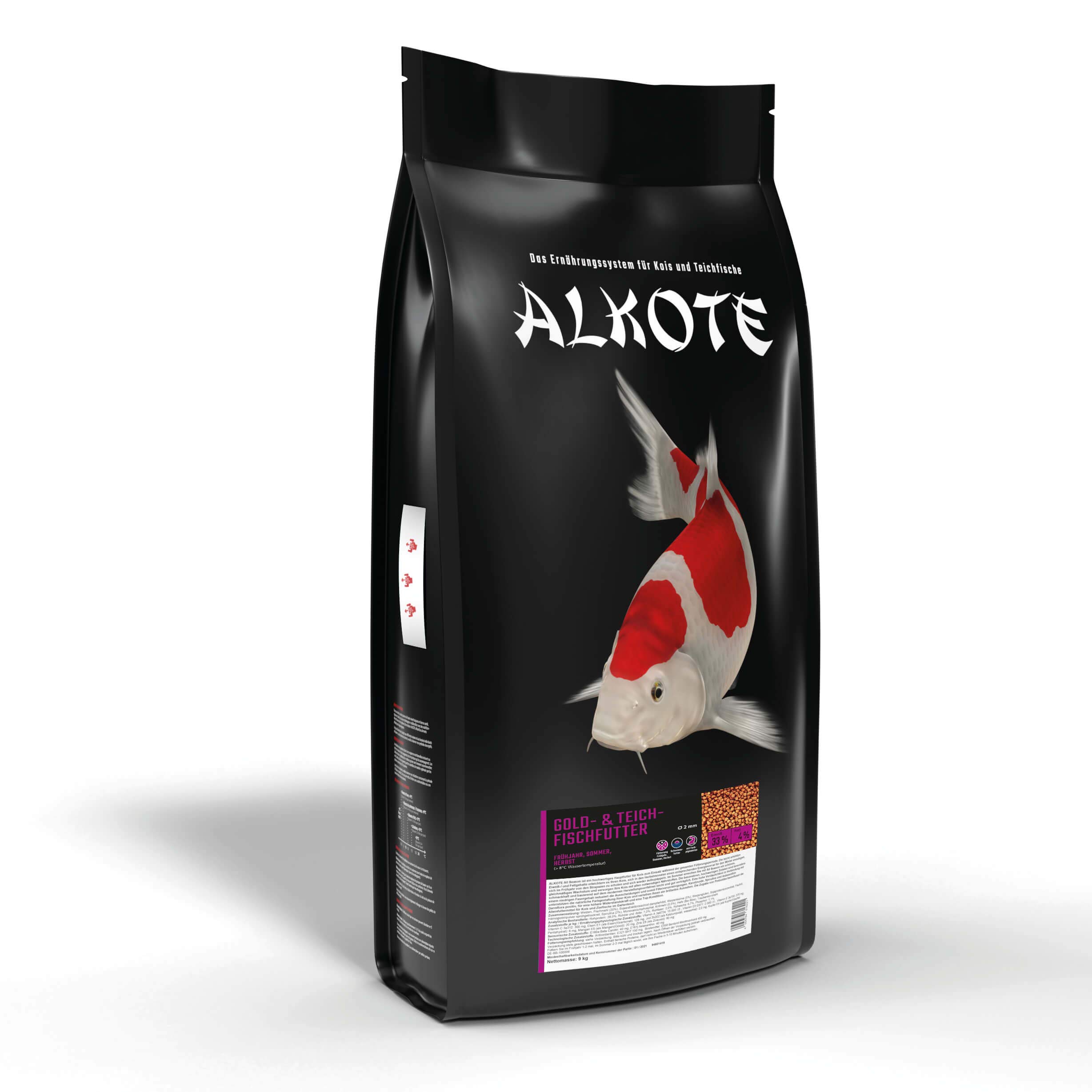 AL-KO-Te, Nourriture 3 Saisons pour Petits carpes koï et Poissons d'ornement, du Printemps à l'automne, granulés flottants, 2 mm, Nourriture pour Poissons d'or et d'étang, 9 kg