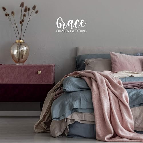 Miniatura 2 de Calcomanía de vinilo para pared, Grace Changes Everything, 11 x 22 pulgadas, moderna, minimalista, bonita, con cita cursiva para el hogar,