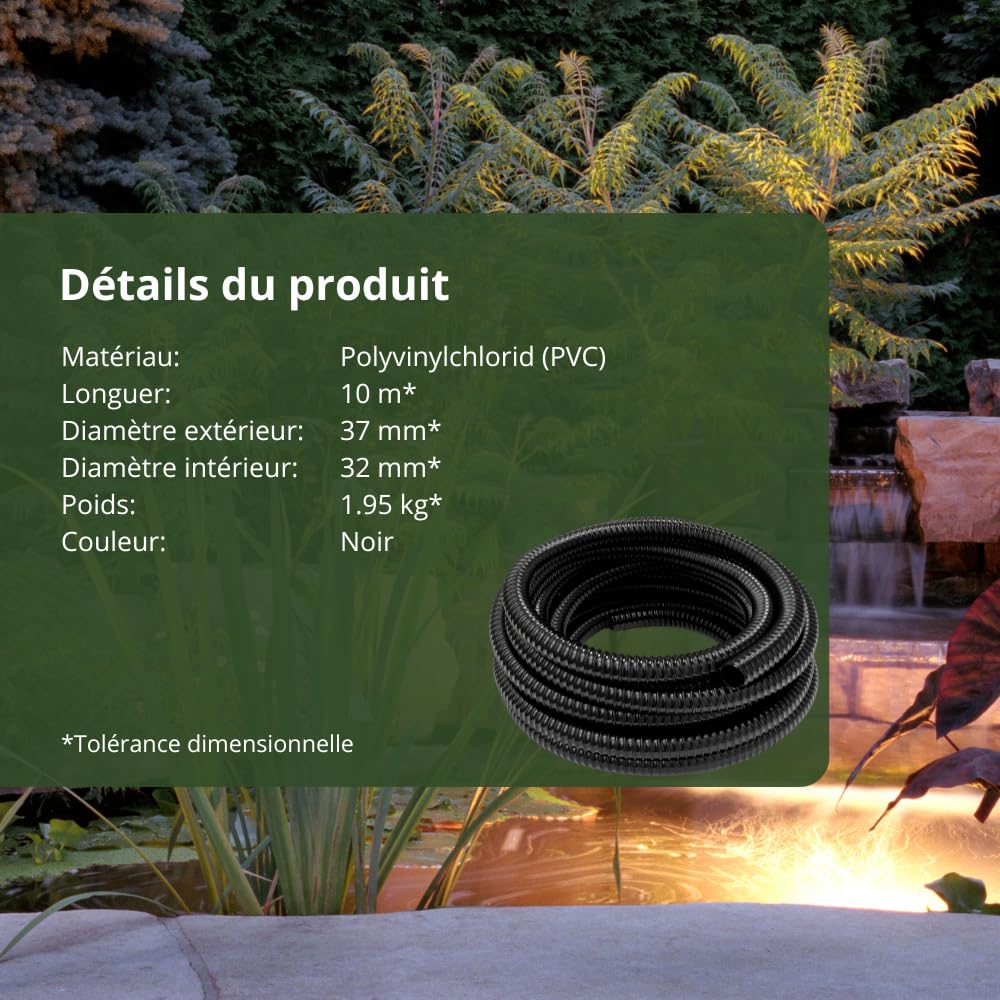 Hero Tuyau en spirale pour étang 32 mm 10 m de long