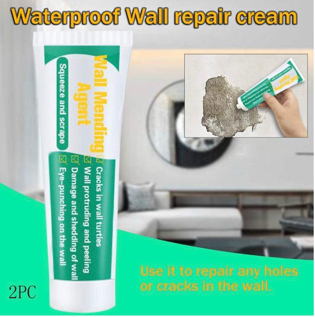 FREEORR Wall Mending Agent Repair Cream Repair Paste - Quick & Easy Solution to Fill The Holes and Crack in Your Wall Surface - Also Works on Wood & Plaster - Self-Adhesive Drywall Repair Putty - - 