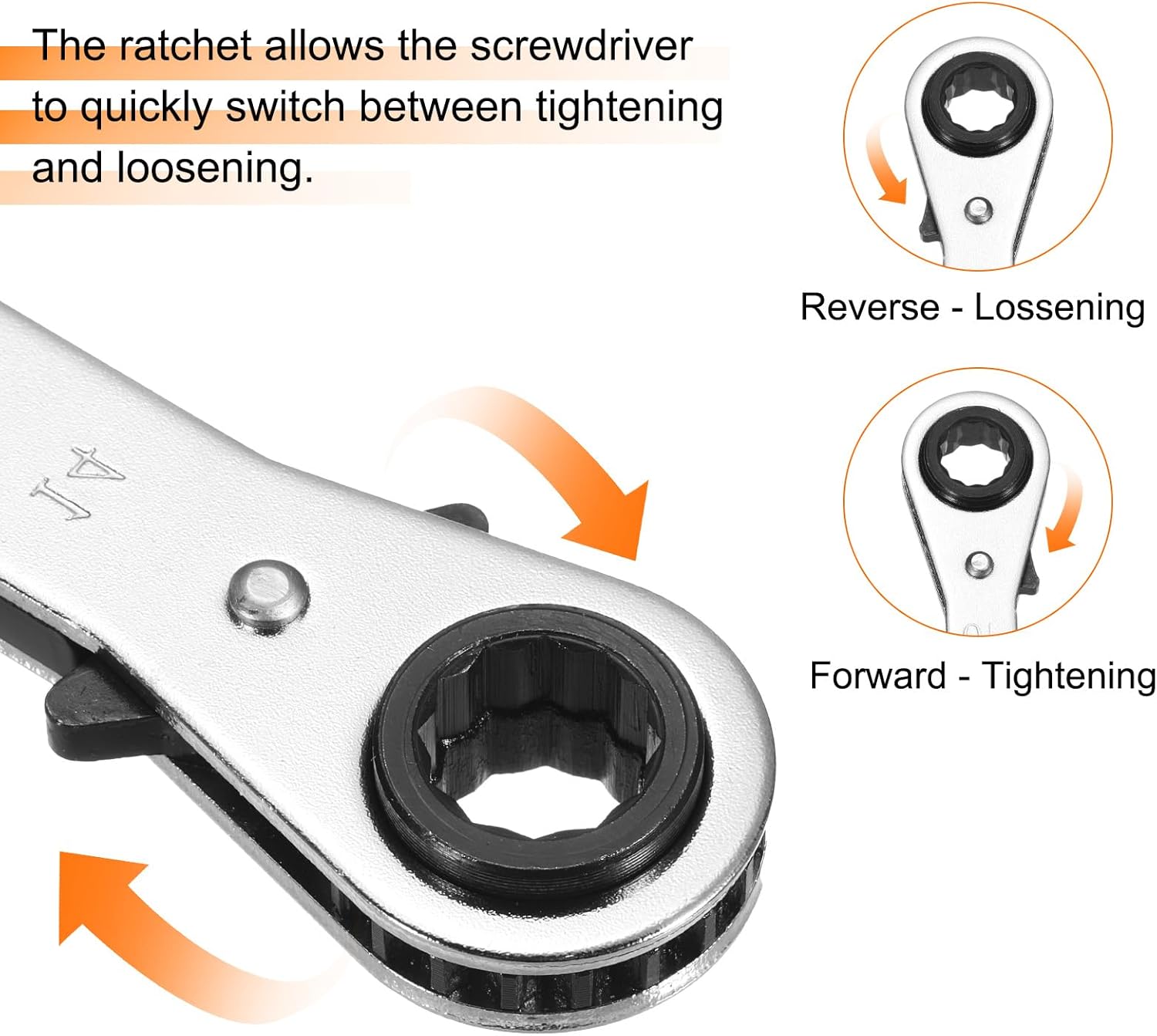 HARFINGTON 4 in 1 Double Box End Reversible Ratcheting Wrench 13x14x17x19mm CR-V Steel 180 Degrees Metric Double Head 12-Point 24-Teeth Adjustable Ratchet Gear Socket Spanner