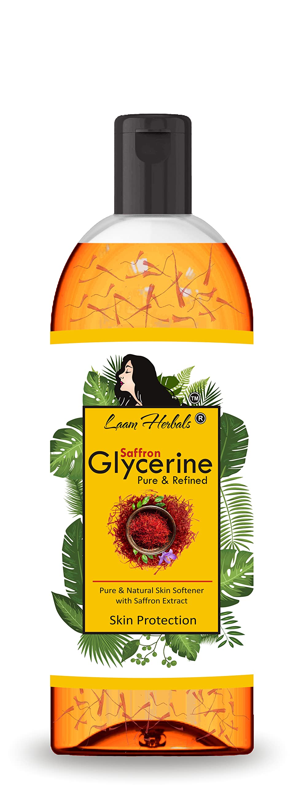 Laam Herbals Saffron Glycerine|Pure & Refined|Enriched with real kesar|For Chaffing, Moisturizing, Uneven Skin Tone, Dryness, Dark Spot, Wrinkles, Aging (125 g)