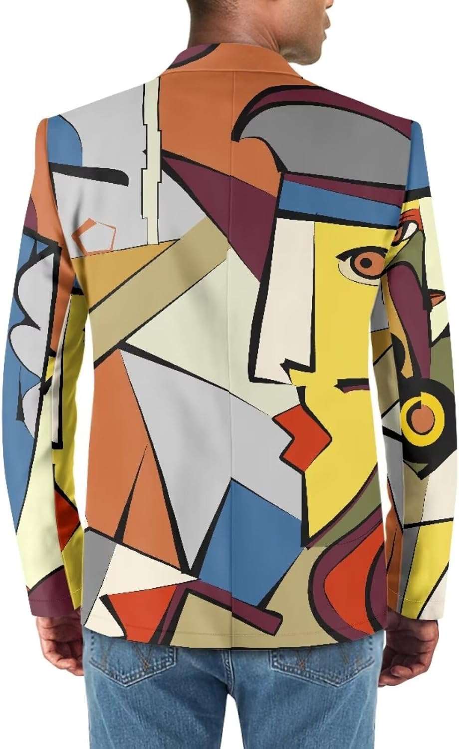 Oil Painting Printed Men Blazer Long Sleeve Blazer Jackets with Pockets Plus Size Suit Jacket Party Dress Blazer