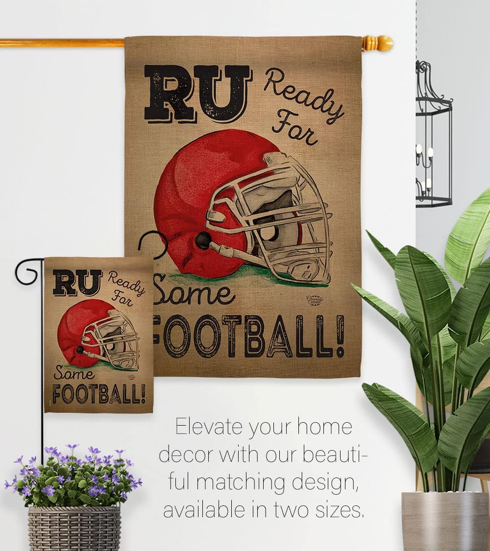 Ready for Some Football Garden Flag - Set with Stand Sports NFL American Team Super Bowl Entertainment Activity Physical - House Decoration Banner Small Yard Gift Double-Sided Made In USA 13 X 18.5