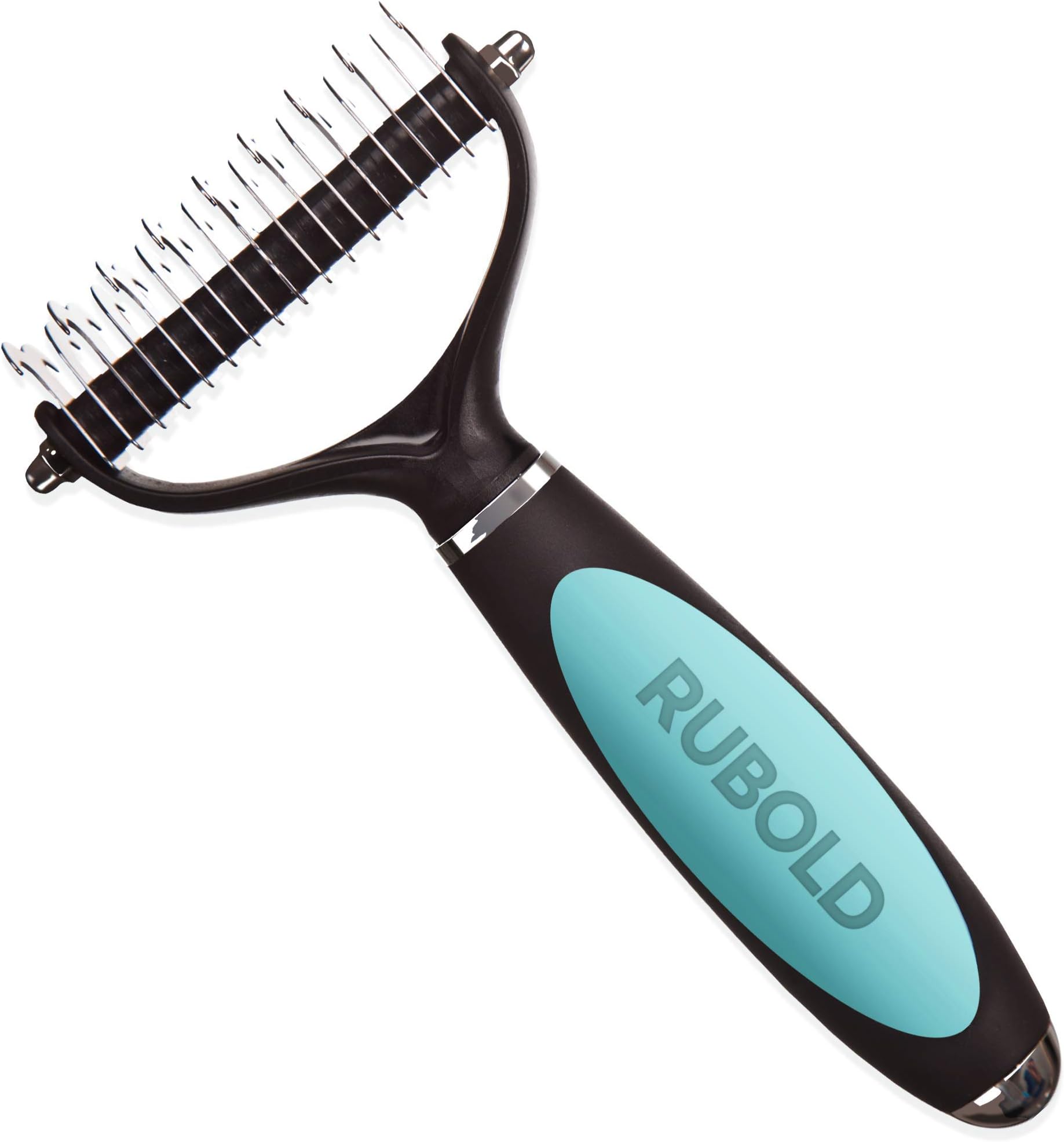 RUBOLD Dematting Tool - Pet Safe Undercoat Grooming Rake for Medium and Long Hair Dogs, Cats, and Other Pets