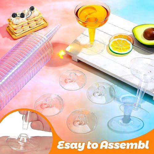 Miniatura 4 de 200 vasos de plástico para cupé de 4 onzas, vasos de champán desechables de Martini transparentes, copas de vino apilables, platillo de champán para