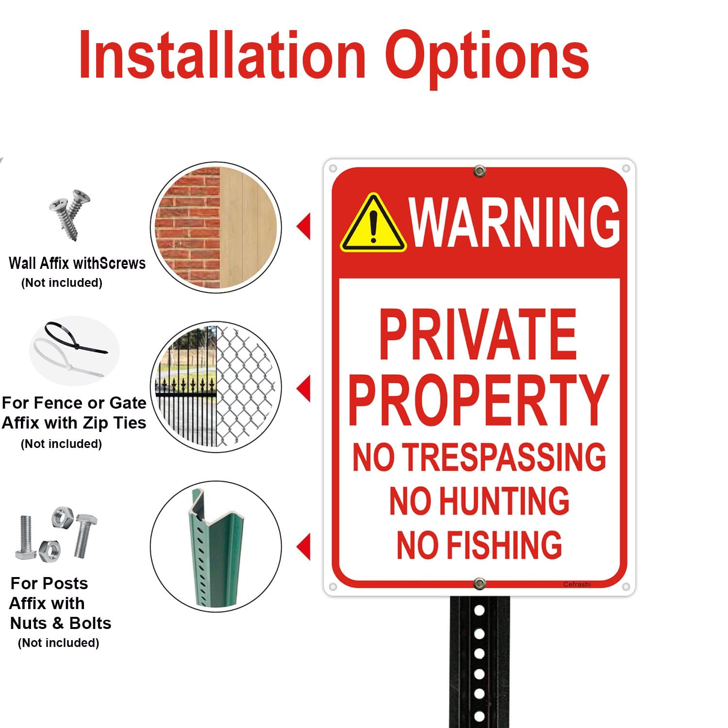 Señal de advertencia - Propiedad privada, no trespassing, no caza, 25,4 x 35,5 cm, reflectante, de aluminio, para advertencia, no caza, pesca, interior y exterior