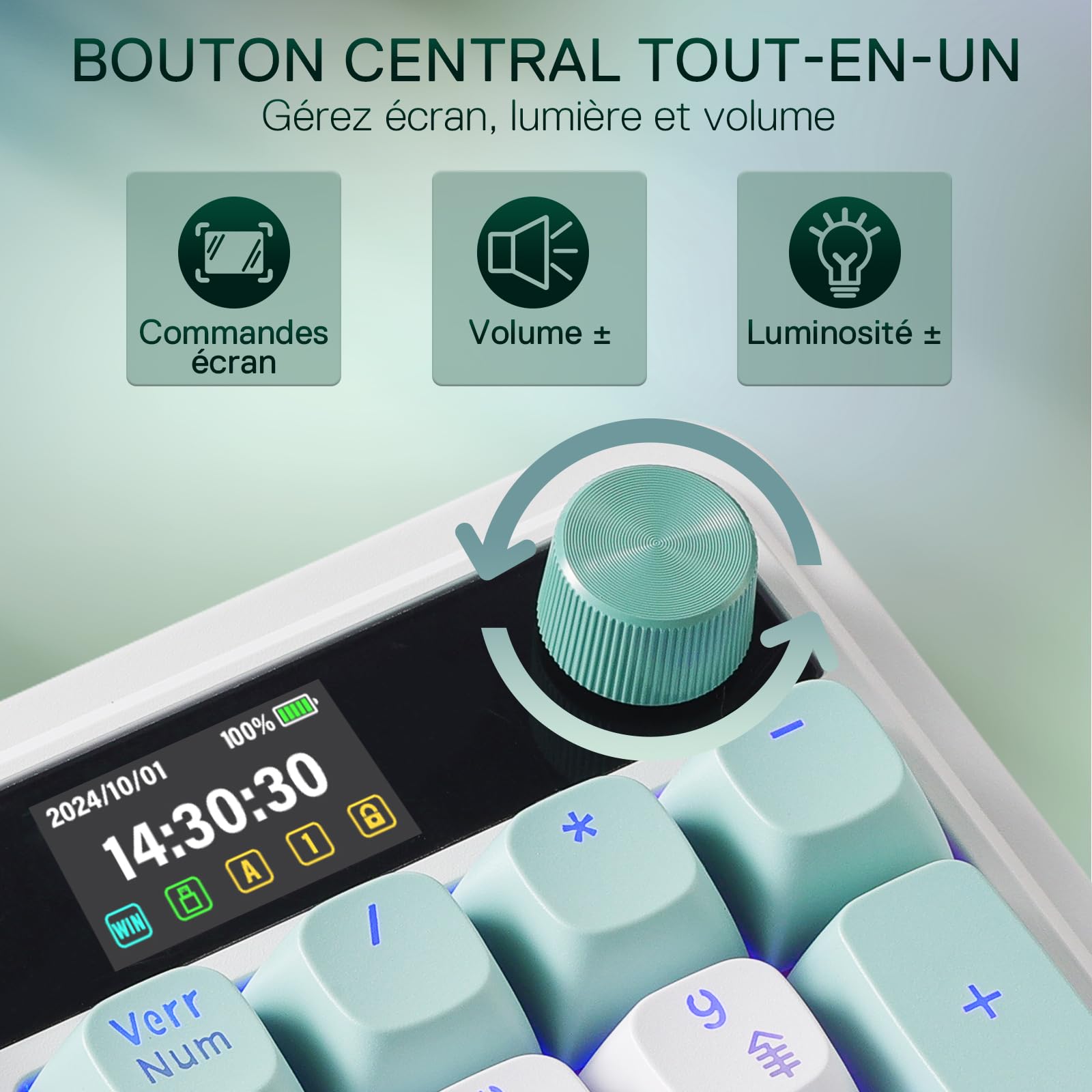 Redragon K719 Pro Clavier Mécanique sans Fil AZERTY Écran TFT et Molette Gasket