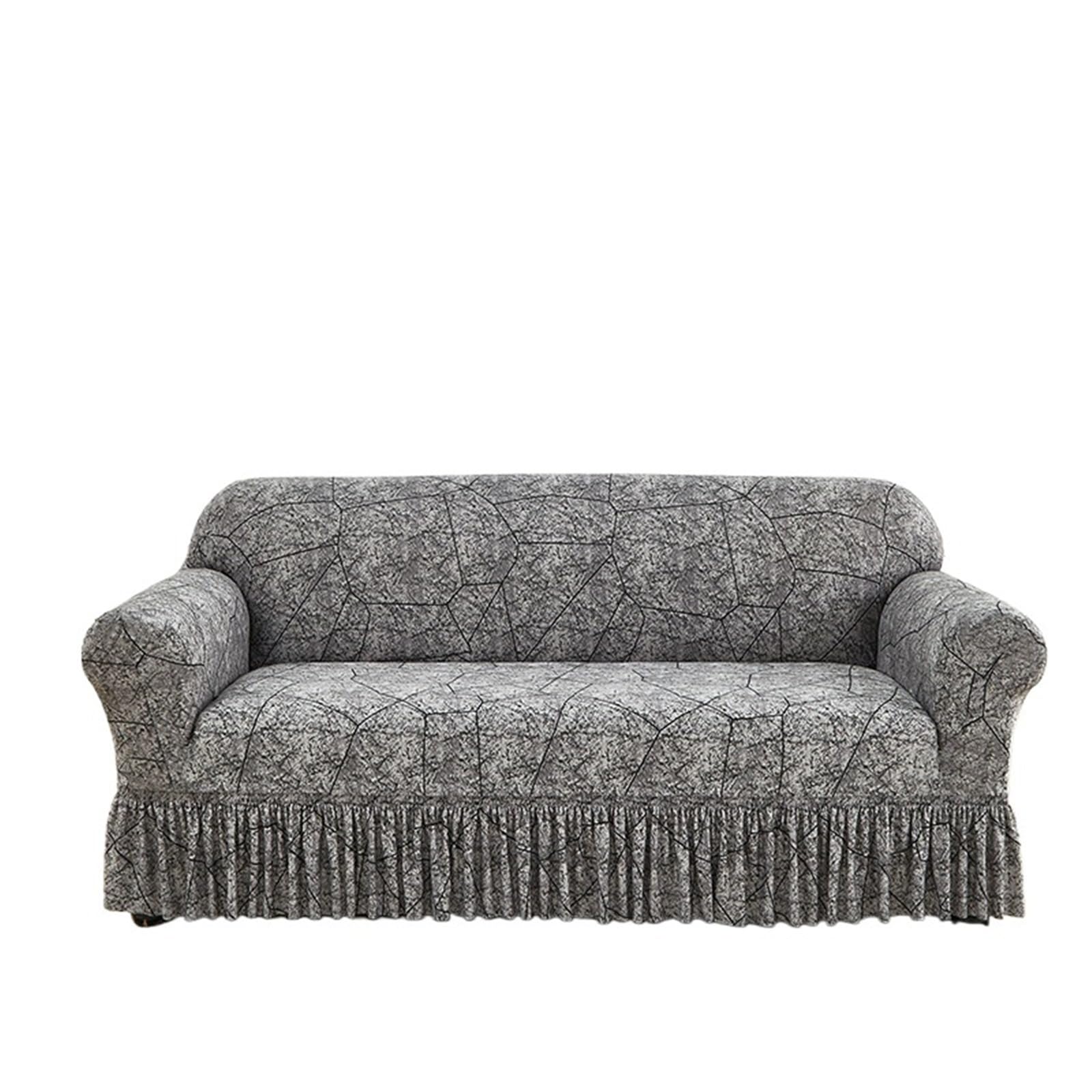 GCYEIDMA Skirt Sofa Cover 1/2/3/4 Seater Sofa Couch Cover with Skirt Washable Elastic Stretchable Easy Fit Universal Furniture Protector(Color 5,2-seater(145-185cm))