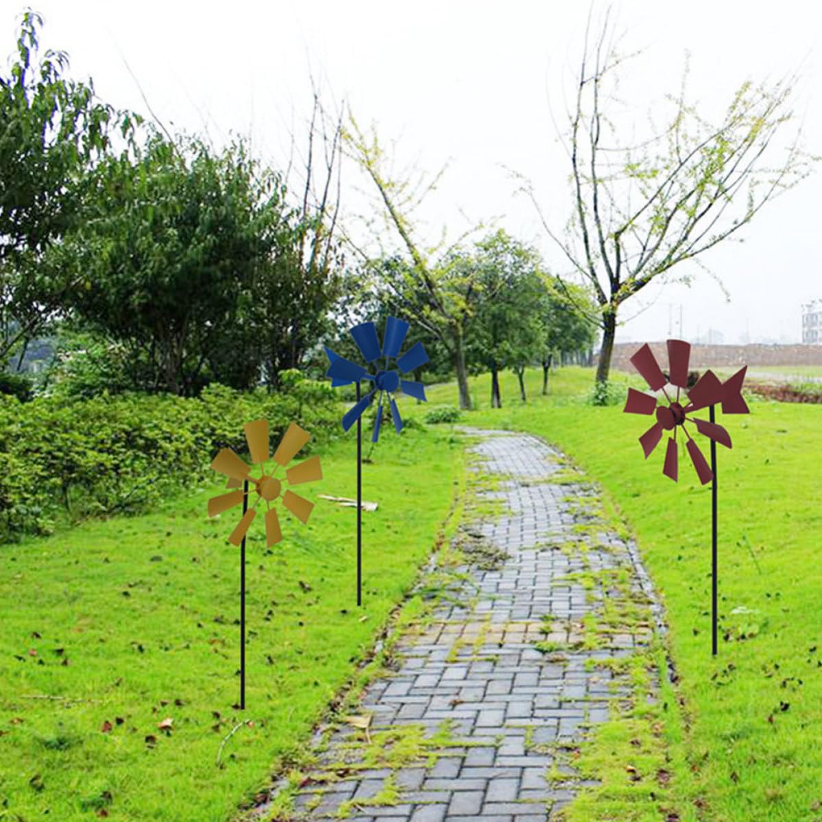 FRCOLOR Molino de Viento Giratorio de Hierro 3 Piezas para Jardín Exterior | Uso en Hogar y Parque, Diseño Delicado y Apariencia Única, Fácil de Usar y Seguro
