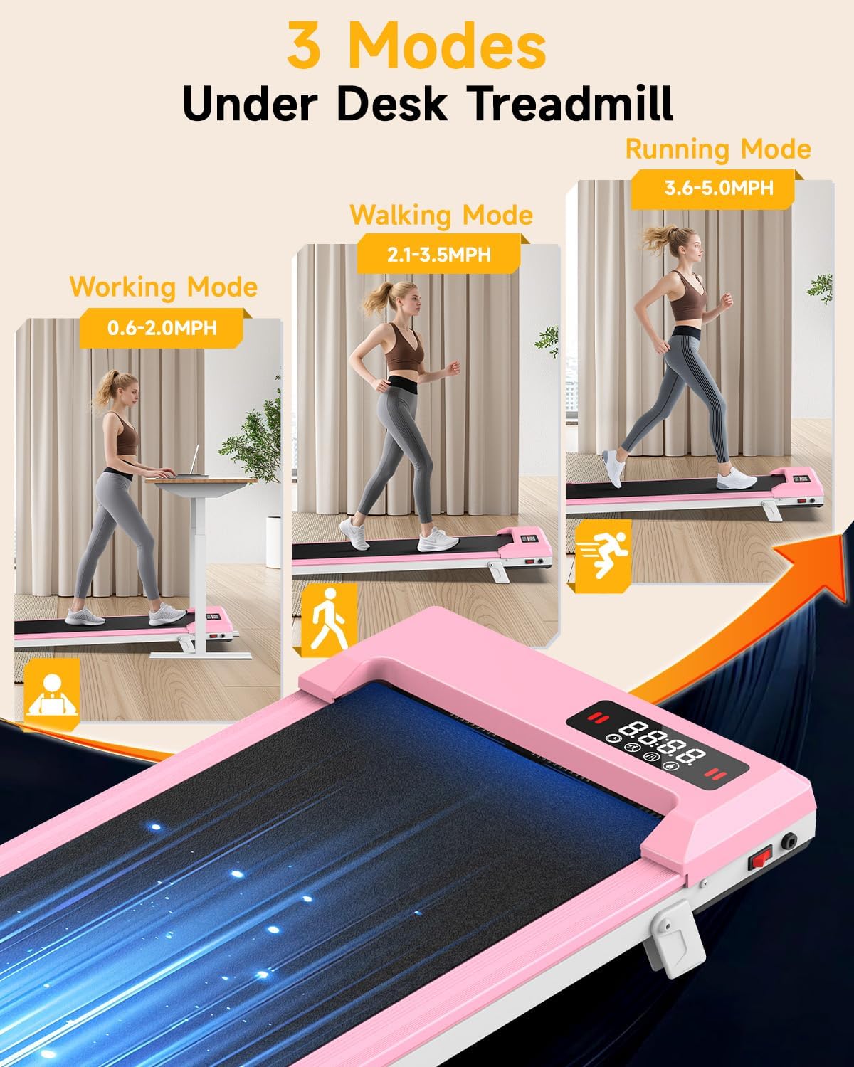 Walking Pad Treadmill with Handle Bar,Walking Pad with Incline 8%,2.5HP Quiet Under Desk 320 lbs 2 in 1Treadmills for Home Office,Compact Foldable Walking Pad,Remote Control&LED Display