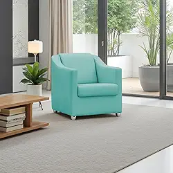 Poltrona Para Sala Decorativa Cadeira Reforçada Para Recepção Consultório Escritório Pé Cromado - Clique E Decore (Azul-turquesa)