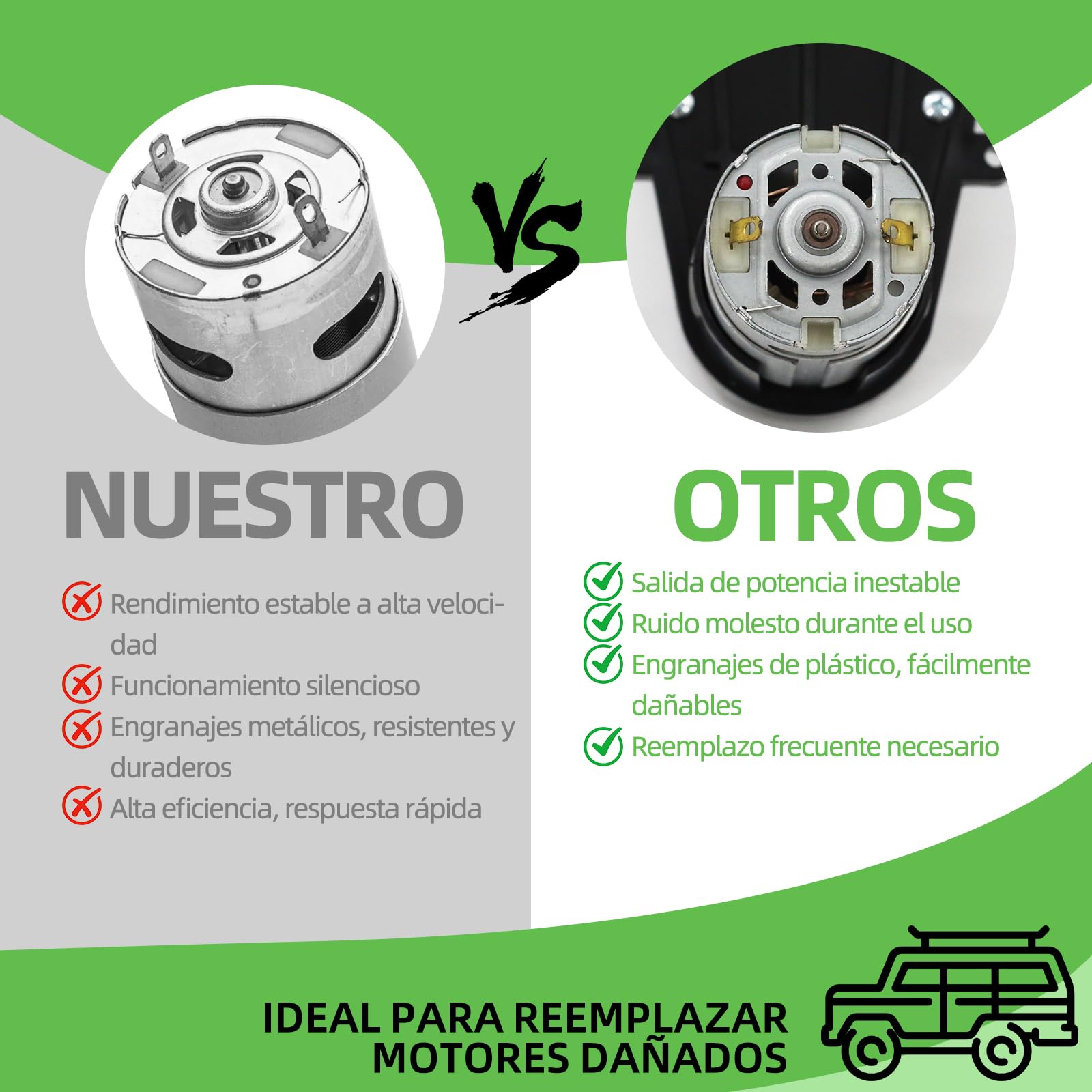 Motor de accionamiento para niños 24 V 40000 RPM RS555 – Juego de 2 motores de accionamiento de repuesto para niños vehículos eléctricos, coche infantil, vehículos de juguete (negro)