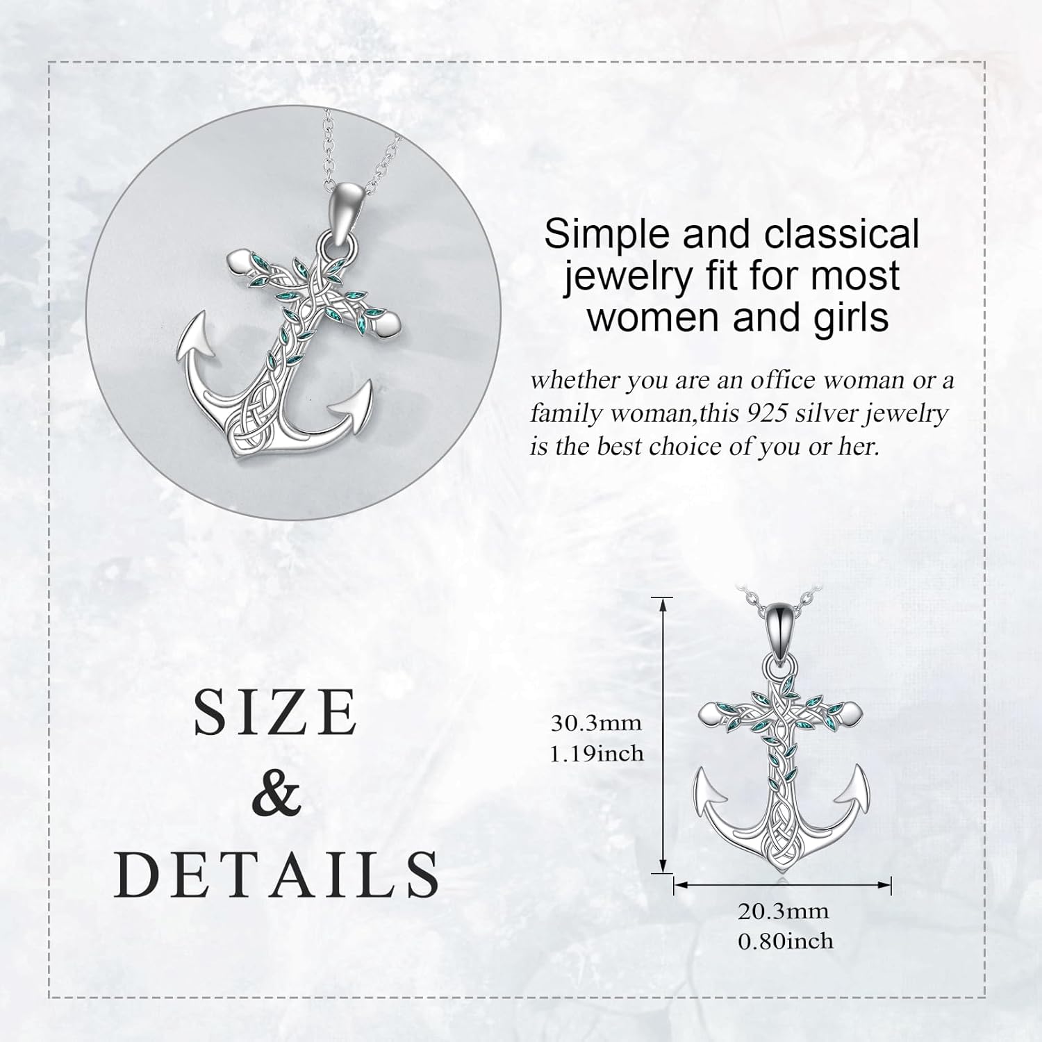 Anchor Necklace for Women Sterling Silver Tree of Life Pendant Necklace Nautical Sailor Jewelry for Women - Image 3