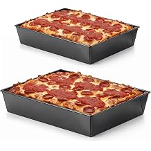 2 Pcs Detroit Pizza Pan Deep Square Baking Pan 8 x 10'', 10 x 14''