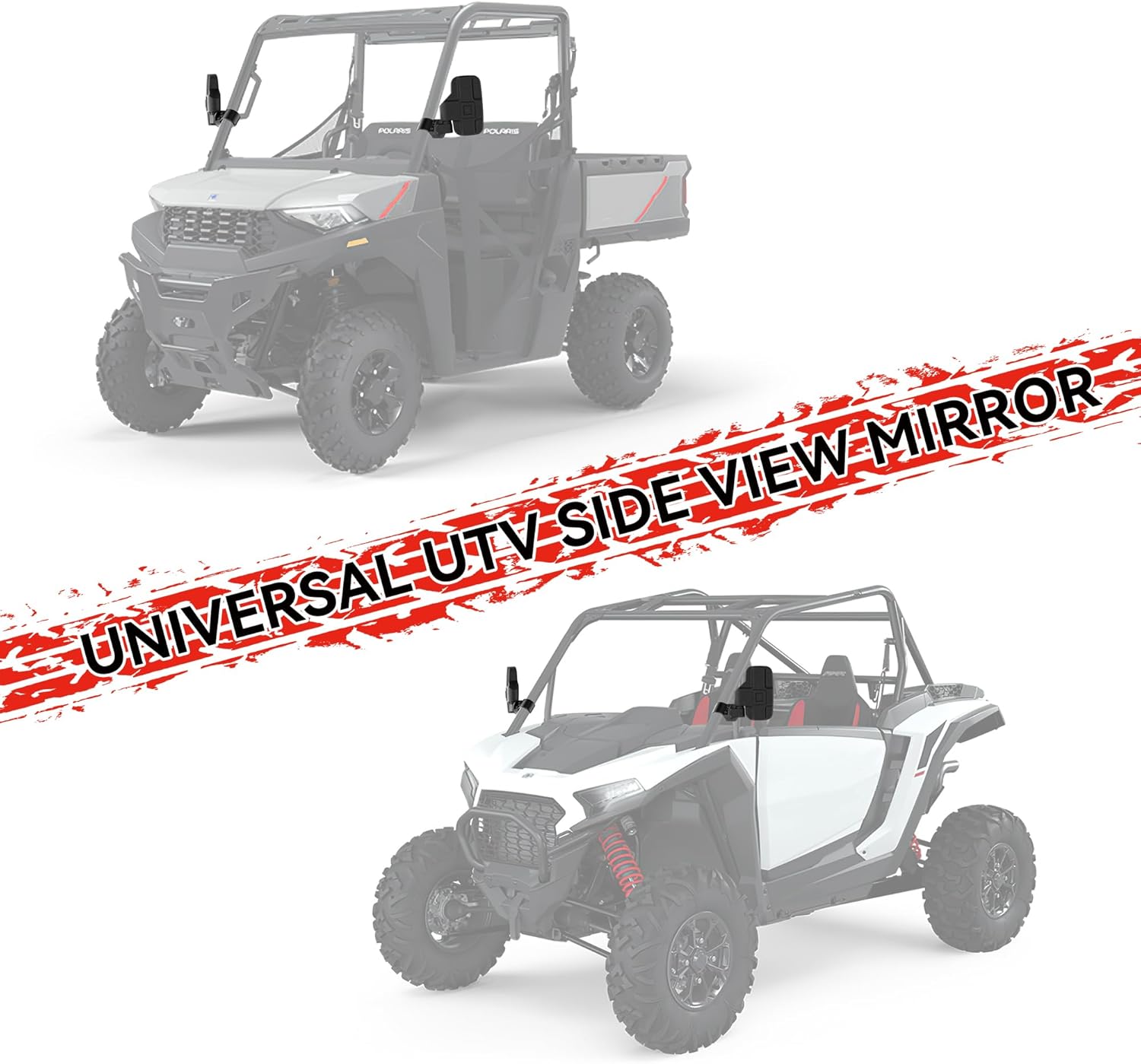Universal UTV Side Mirrors,UTV Mirror with Two Installation Methods Compatible with 2015-2024 Polaris Ranger 570 900 XP 1000 RZR General Can-Am Defender (Fits Pro-fit Cage and Roll Bar)