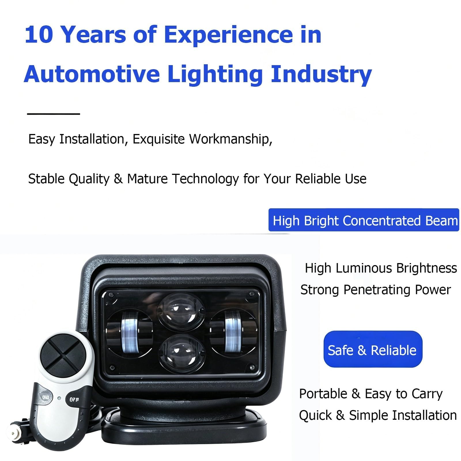 Reflektor Led 60 W, Zdalnie Sterowany, Z Mocną Podstawą Magnetyczną, Wodoodporny Ip65, Obracany O 137° W Pionie I 380° W Poziomie, Do Samochodów Ciężarowych, Terenowych, Suv-ów, Morskich