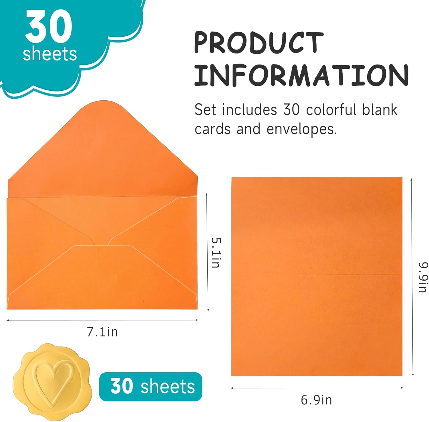 30 Pack A7 Colorful Envelopes and 4x6 Blank Cards with Gold Stickers, Heavy Folded Cardstock and Envelopes for Invitations, Wedding, Birthday Party, Baby Showers, Business & Greeting Cards - Image 2