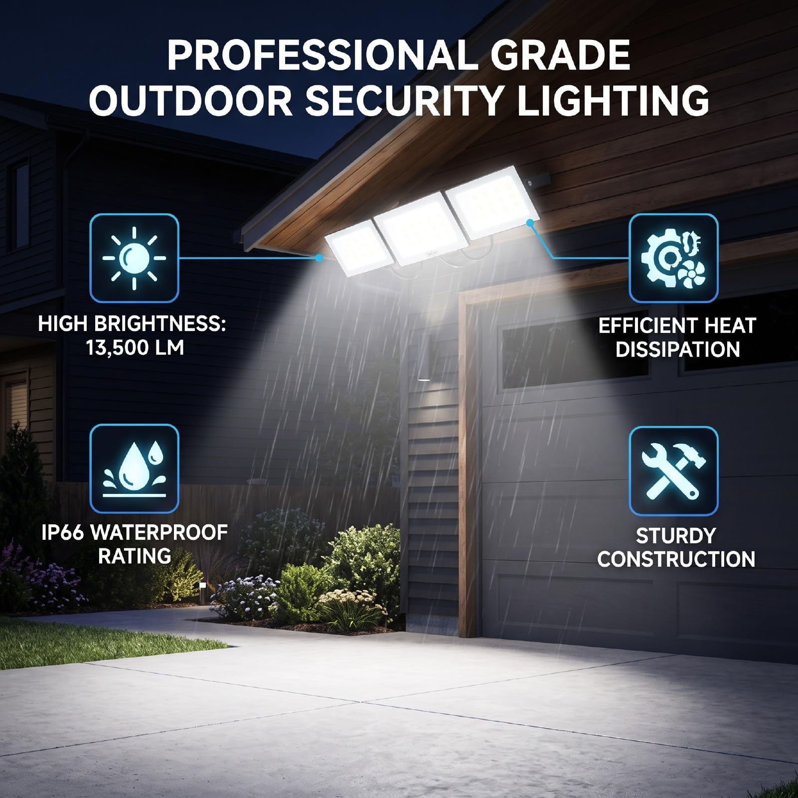 AMONIDA LED Flood Outdoor 150W 13500 LM 6000k Ip66 Światło Bezpieczeństwa
