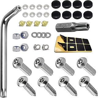 Pack-43 Car License Plate Screw Kit, Stainless Steel Anti-Theft License Plate Frame Mounting Accessories, Anti-Vibration and Anti-Noise Bolt Fastening Set, Universal for Cars (Silver & Black)