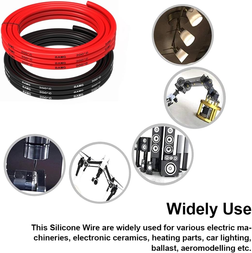 Flash Deals - 50% OFF 8awg Power Cable, Battery Cable [5 ft Black and 5 ft Red] 8 Gauge-1650 Strands of Tinned Copper Wire, Solder Through Quickly