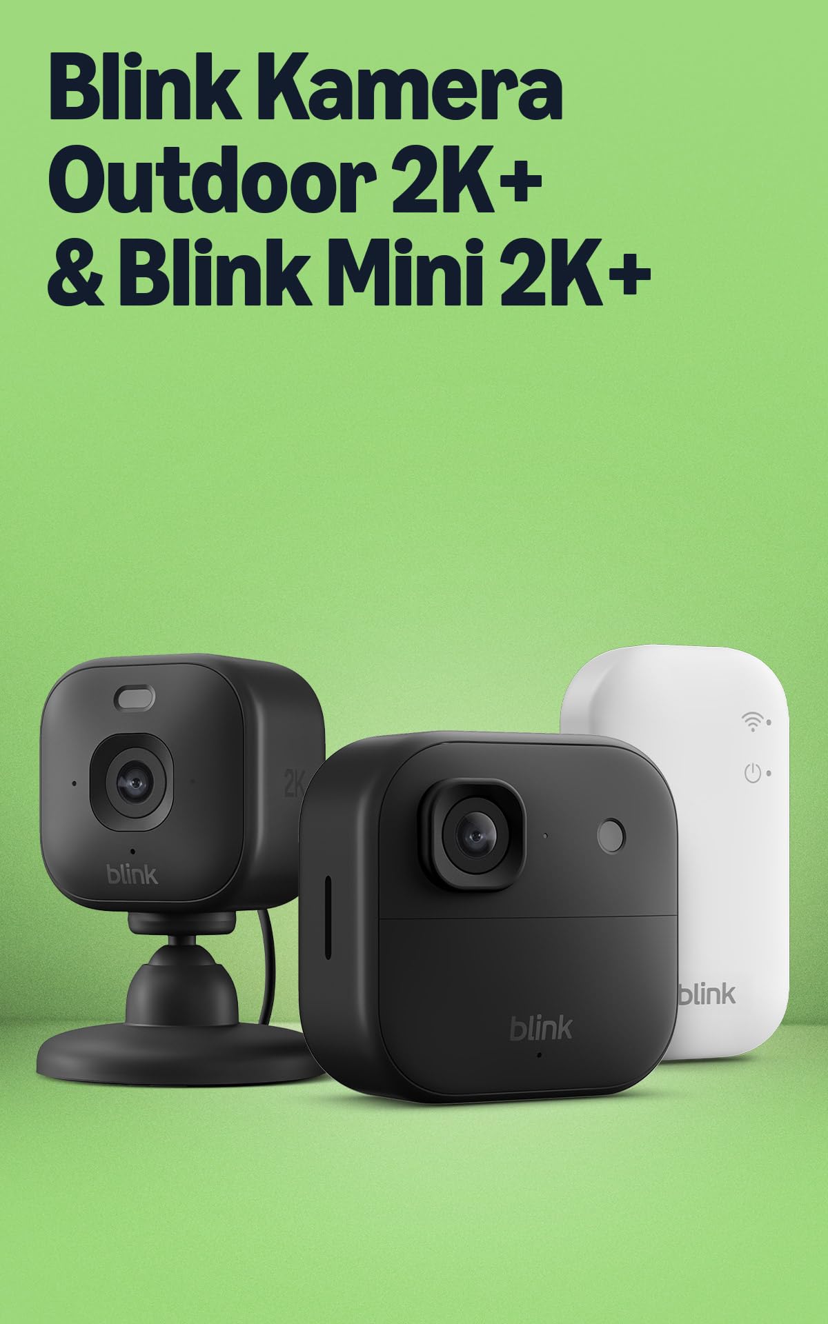 Blink Outdoor 2K+ Kamera mit Blink Mini 2K+ Innenkamera (neueste Generation), Schwarz, inkl. Sync Module Core – Ansicht 2