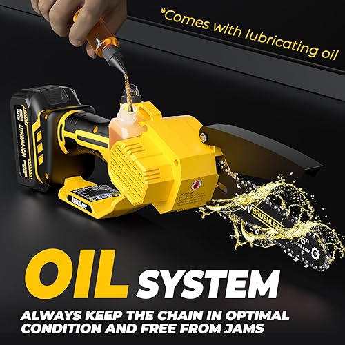 Miniatura 3 de Mini motosierra inalámbrica compatible con batería Dewalt de 20 V Max, motosierra sin escobillas con dispositivo de tensión de cadena automático y