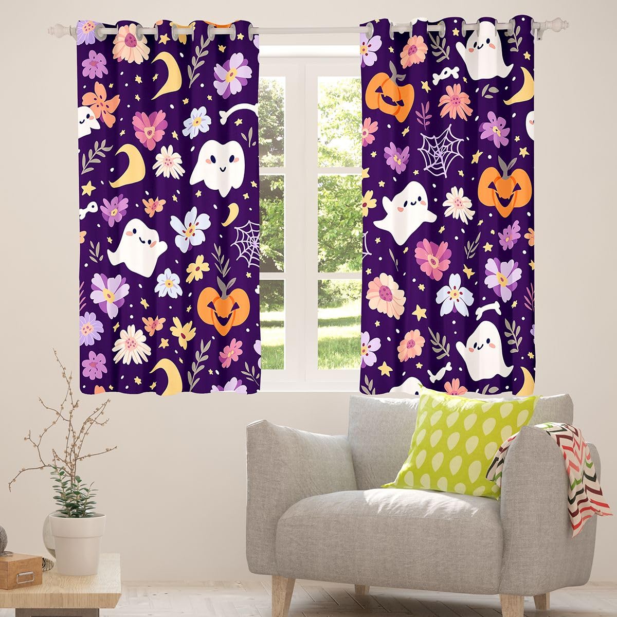 Loussiesd Decorazioni per finestre di Halloween, 2 pannelli W46*L54