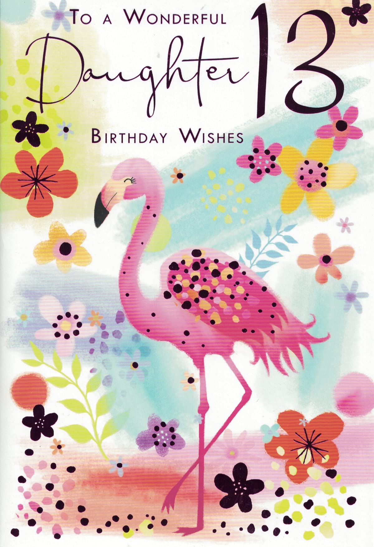 Geburtstagskarte Zum 13. Geburtstag Für Tochter – Pinker Flamingo, 22,9 X 15,2 Cm