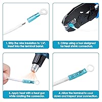 Vista 5 de Paquete de 100 terminales de anillo termorretráctil de 1/4 de pulgada – Conectores de alambre termorretráctiles de grado marino de 16-14 AWG