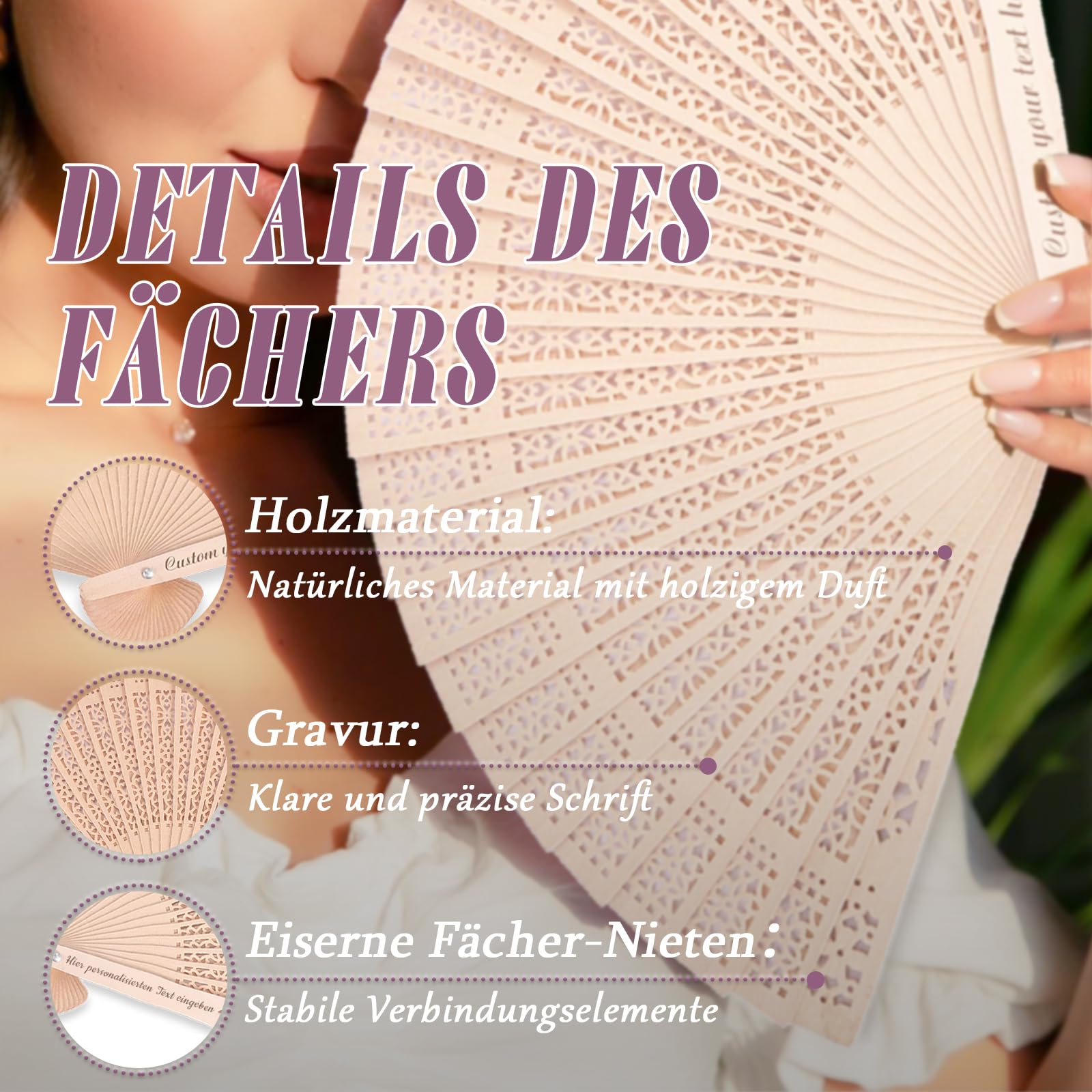Personalisierter Holzfächer, Individuell Gestalteter Holzfächer, Personalisierte Fächer For Hochzeitsgeschenke, individuelle Hochzeits-Party-Dekoration, Brautparty-Geschenk (30)