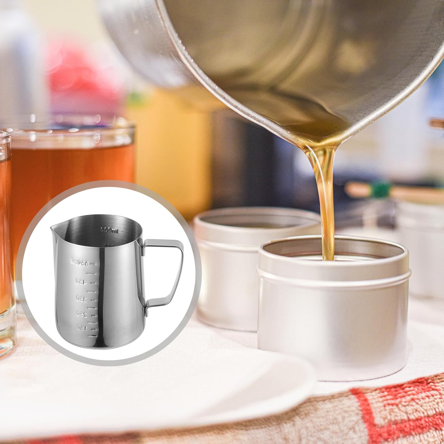 HEALSOPTHY Wax Warmer DIY Candle Pouring Pitcher Scented Candle Making Cup Melting Pot for Waxing Style