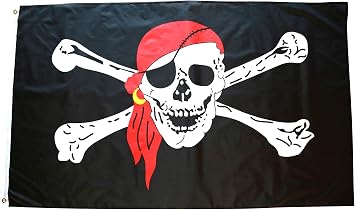 3x5 Pirate Flag Jolly Roger مع Red Bandana والعظام المتقاطعة ، مصنوعة من نسيج البوليستر 100٪ ، والحواف المخيطة المزدوجة ، واثنين من الحلقات النحاسية المرنة ، Pirate Flag Skull