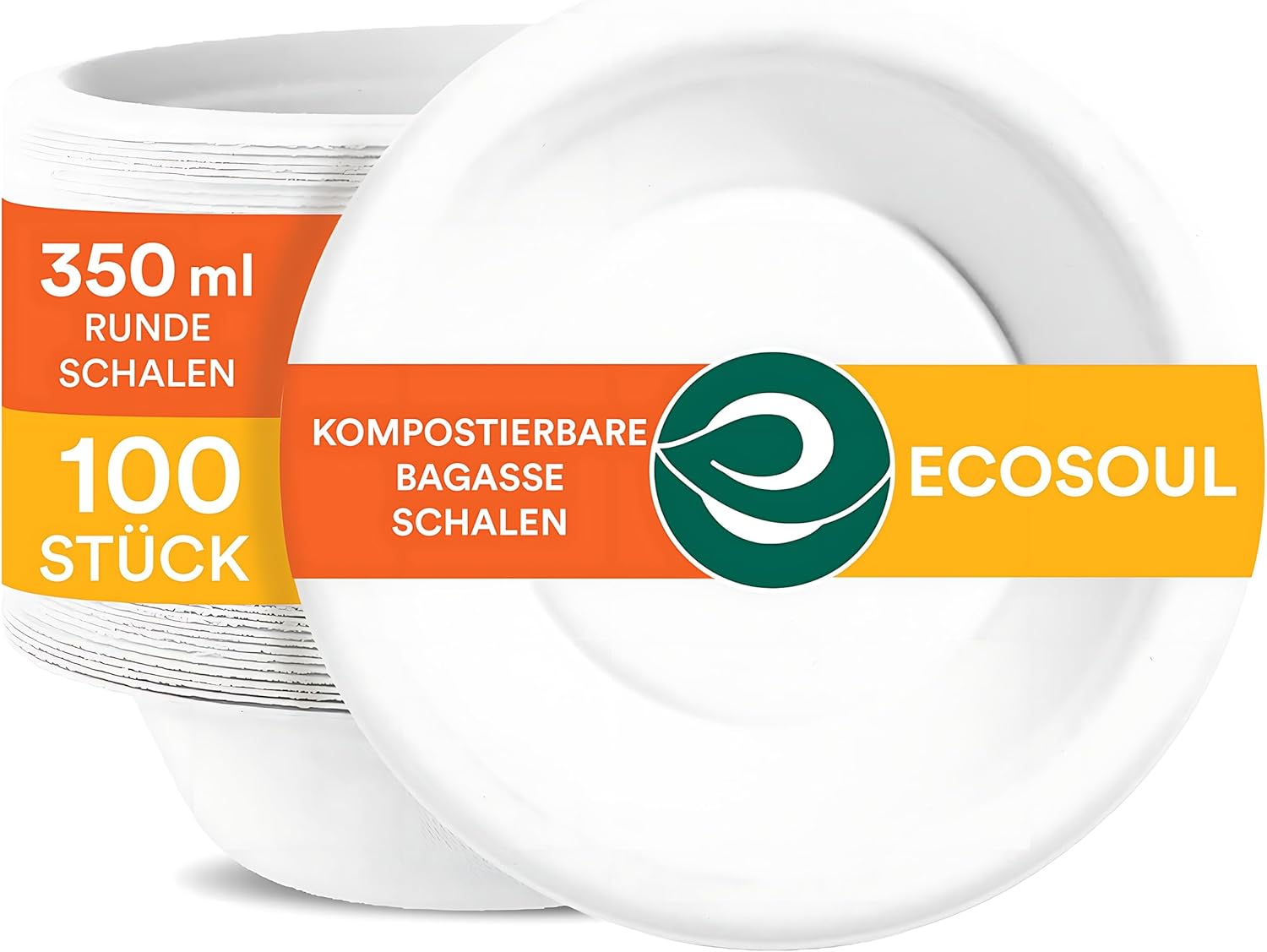 Pearl White 12 Oz [100-Pack] Bagasse Paper Bowls (PFAS free) | Bio