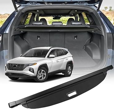 Cargo Cover for Tucson 2026 - Tesmirror Rear Cargo Cover Compatible with Tucson 2026 2025 2024 2023 2022 Rear Trunk Security Shade Privacy Security Shield Shade for Tucson Accessories