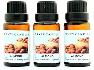 Crazy Candles Almond 3 Bottles 1/2 FL Oz Each (15ml) Premium Grade Scented Fragrance Oil