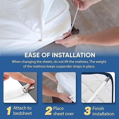 Miniatura 3 de Sostiene sábanas original (pinza, cierre, correas), hecho con QVC. Mantiene todas las hojas suaves y ajustadas. Duerme como nunca antes!