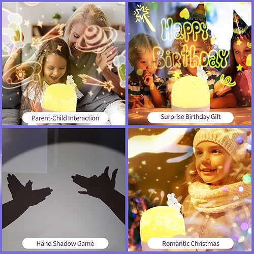 Miniatura 6 de Jovow Luz nocturna para niños, 84 modos de luz, 14 películas, proyector de luces de rotación de 360 para niños con música y temporizador remoto,