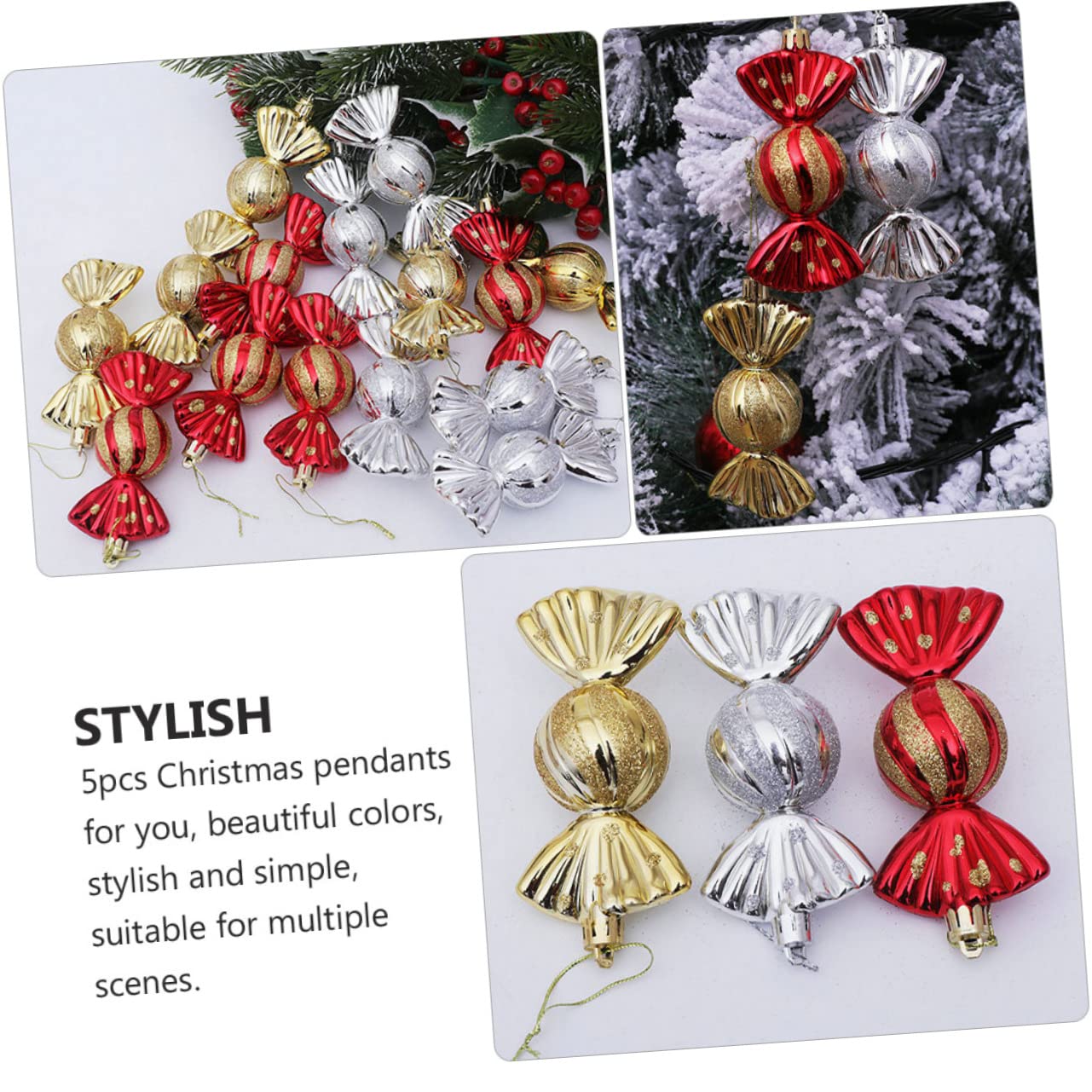 5 Piezas Adornos para Árbol De Navidad Colgantes Navideños Accesorios Colgantes para Navidad para Decorar La Fiesta Familiar
