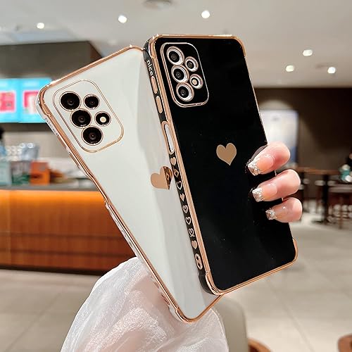 Miniatura 3 de phylla Compatible con Samsung Galaxy A23 de 6.6 pulgadas, chapado en oro, lindo corazón con protección de cámara, silicona suave a prueba de golpes,