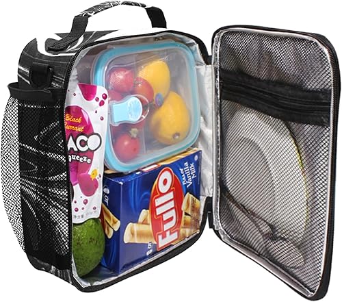 Miniatura 5 de ALAZA Lonchera de mármol fluido de tinta negra y blanca para niñas y niños, bolsa de almuerzo reutilizable, kit de bolsa de almuerzo congelable,