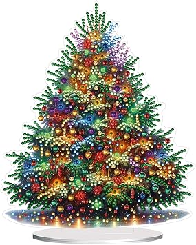 Christmas Tree Diamond Painting Kit for Adults, Acrylic Tabletop Ornament | Shimmering accents turn quiet creative time into a cheerful display for shelves, desks, mantels, and meaningful gifts.