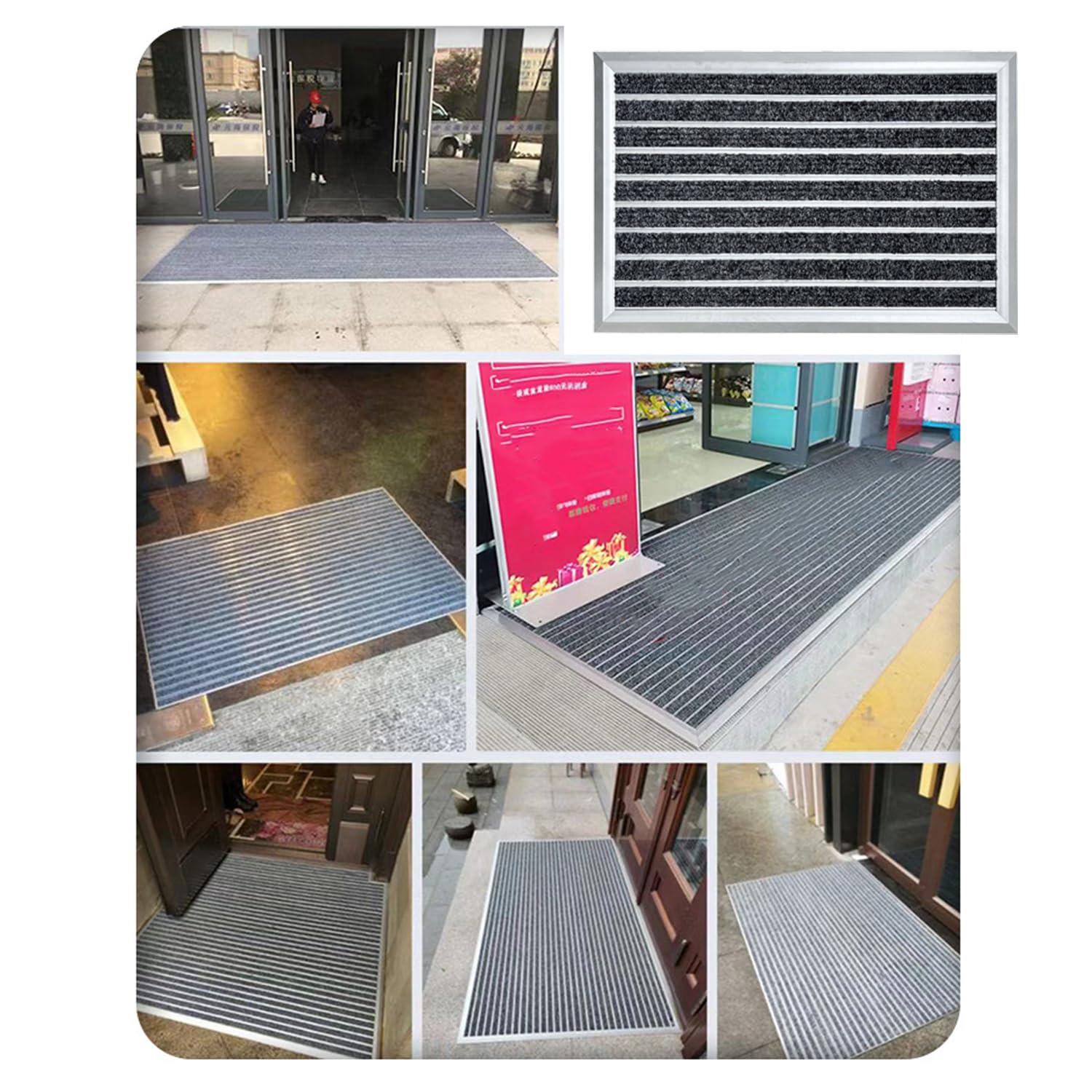 Zerbino In Alluminio Per Porte d'Ingresso 60x40 Cm,Tappetino In Alluminio,Zerbino Da Esterno Raschia Scarpe Tappetino Antiscivolo,Tappeto Antipioggia,Ingresso Casa Ed Esterni