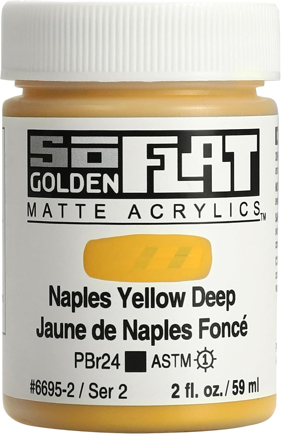 GOLDEN SoFlat Matte Acrylics, Naples Yellow Deep, 2 fl. oz. Jar, Professional Acrylic Paint, Opaque