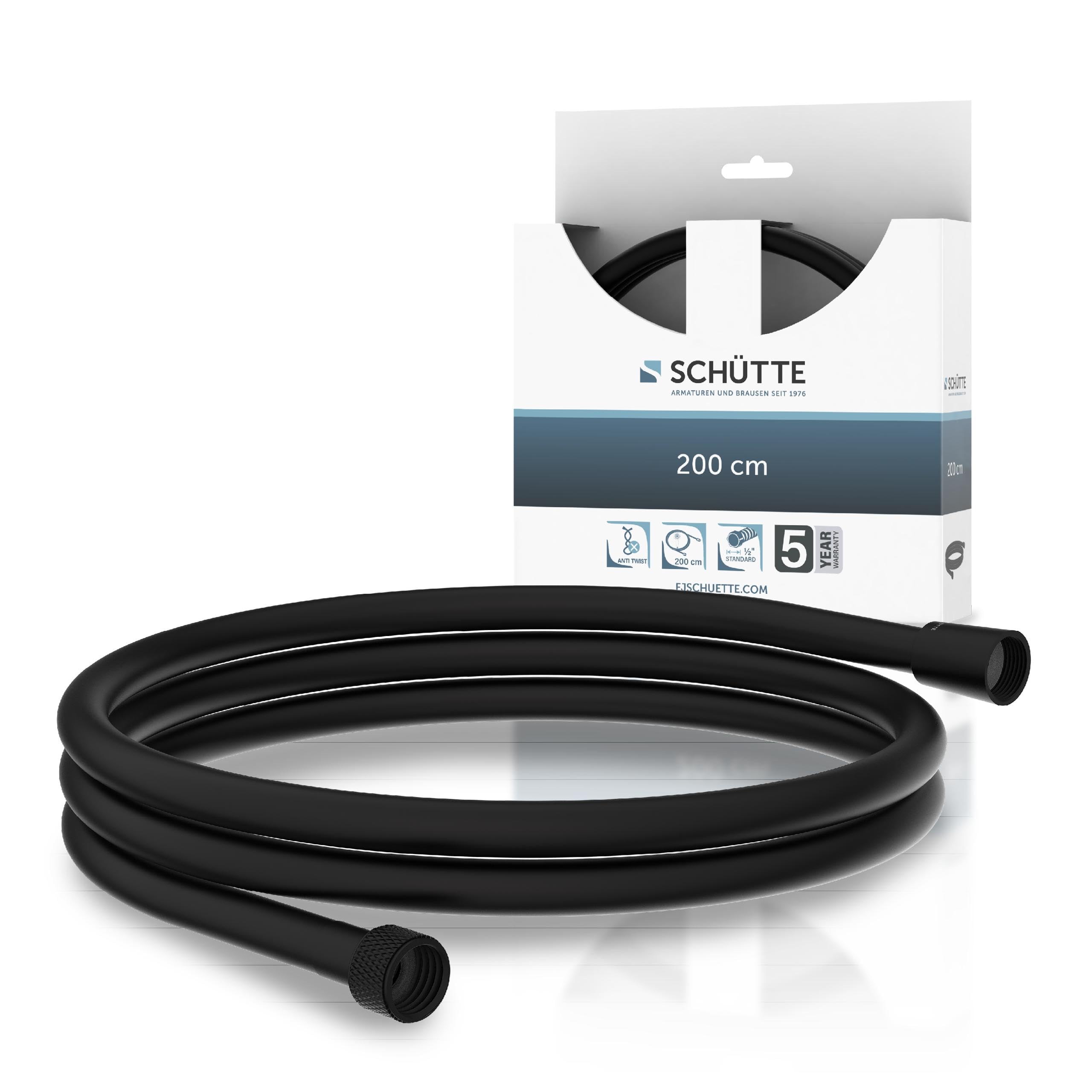 SCHÜTTE Brauseschlauch 200 cm, Duschschlauch, Schlauch für Badezimmer, Schwarz