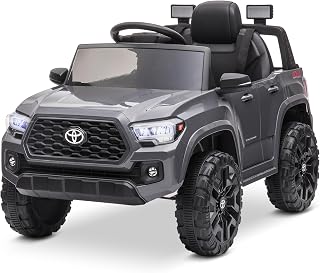 12V Ride on Truck, Battery Powered Licensed Toyota Tacoma Electric Car for Kids, Electric Vehicle Toy with Remote Control, 3 Speeds, MP3, Horn, LED Lights, Suspension System - Grey