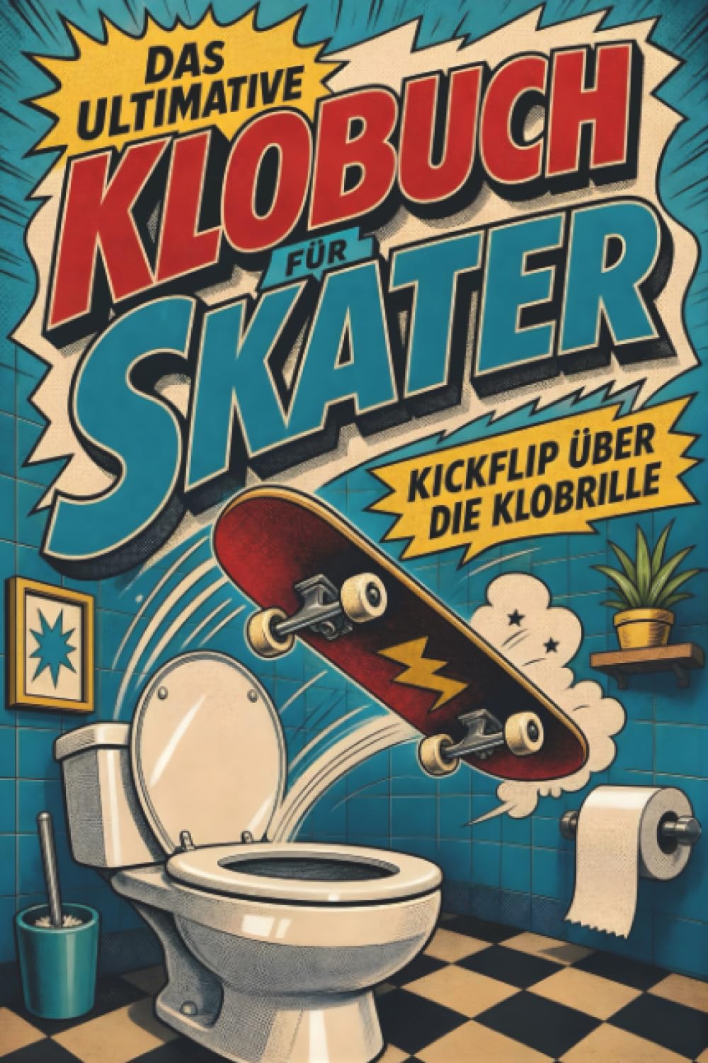 Das ultimative Klobuch für Skater: Kickflip über die Klobrille. Lustiges Geschenk für Fans von Skateboarding, Streetstyle und Halfpipe
