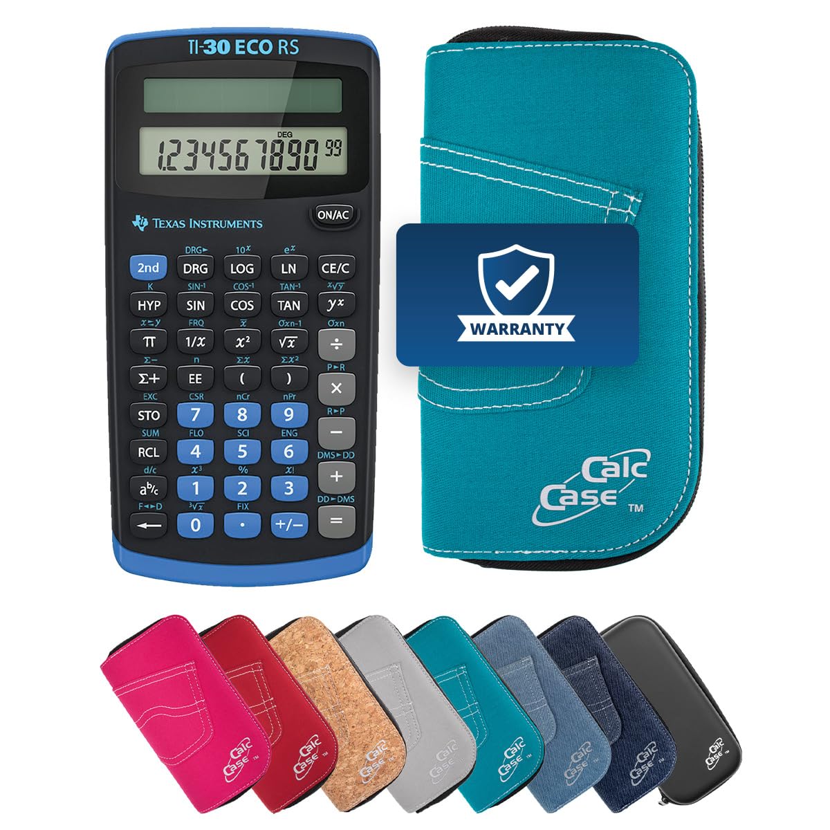 Texas Instruments TI-30 ECO RS Taschenrechner – wissenschaftlicher Taschenrechner für Schule, solarbetrieben & umweltfreundlich, inkl. Schutztasche