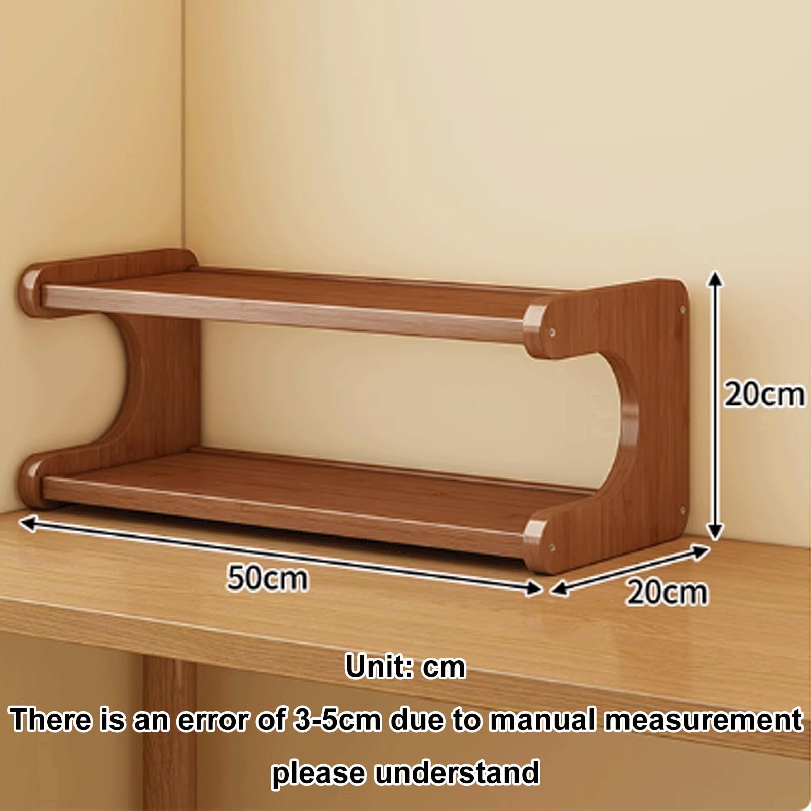 Meuble de Rangement Salon Moderne Meuble Etagere Rangement en Bois D'ingénierie + Bambou, Petit Meuble de Rangement Salon Stable Marron 3 Tailles(2 Layer)