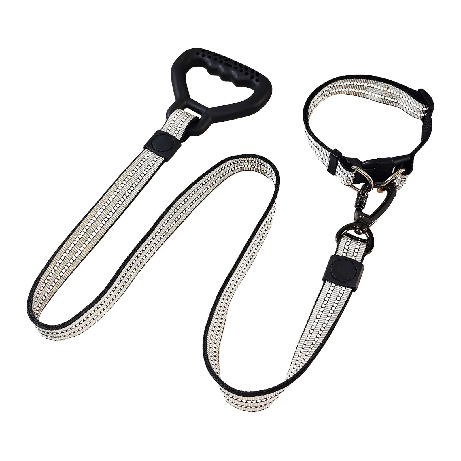 Correa para perro con cómodo mango acolchado e hilos altamente reflectantes cuerda reflectante correas para mascotas para cachorros, perros pequeños y grandes, gris, 2,5 x 120 cm